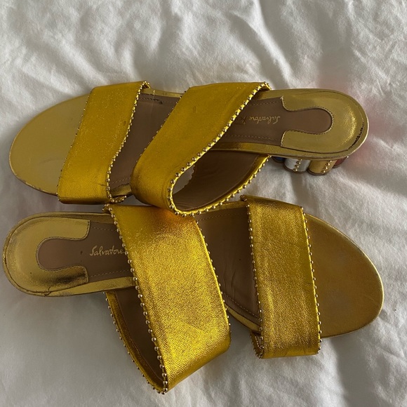 Salvatore Ferragamo Yellow Sandals Platform *RARE* - Picture 3 of 9